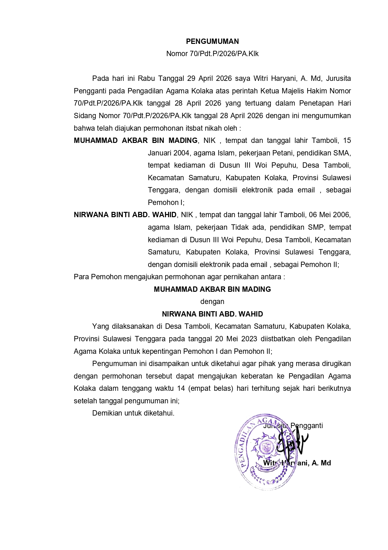 70_Pdt.P_2026_PA.Klk - Pengumuman_page-0001.jpg